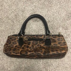 Leopard Print Handbag with Black Accents